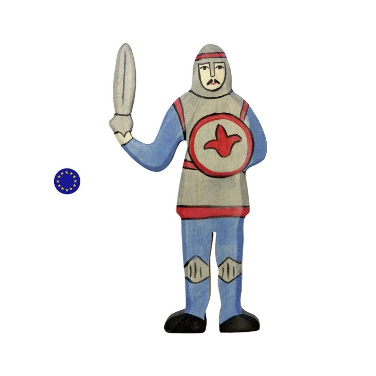 soldat chevalier bleu , figurine en bois du chateau de HOLZTIGER goki
