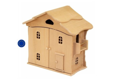 maison de poupée en bois avec balcon et portes, jouet en bois ecologique et ethique steiner waldorf de drewart