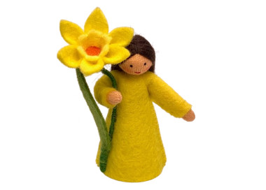 Poupée avec fleur narcisse, fée pour table de saison printemps waldorf ambrosius dolls