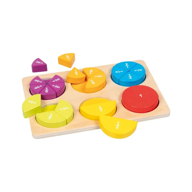 Jeu des cercles des fractions, apprendre les maths avec ce jeu en bois de goki