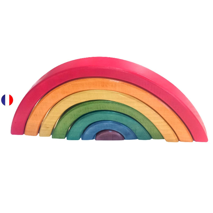 Arc en ciel en bois coloré artisanat francais. jouet en bois ecologique et ethique steiner waldorf et montessori