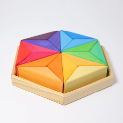 grand Puzzle Etoile complémentaire, mandala jouet en bois, waldorf steiner montessori Grimm's