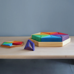 grand Puzzle Etoile complémentaire, mandala jouet en bois, waldorf steiner montessori Grimm's