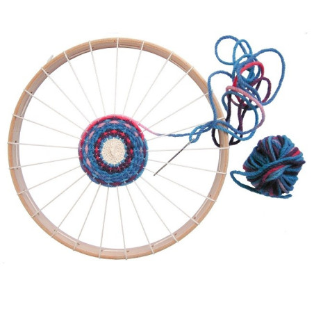 Kit tissage rond : cercle métier à tisser et laine bio