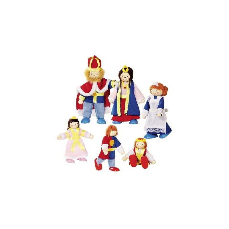 Famille royale, mini poupées articulées en bois goki